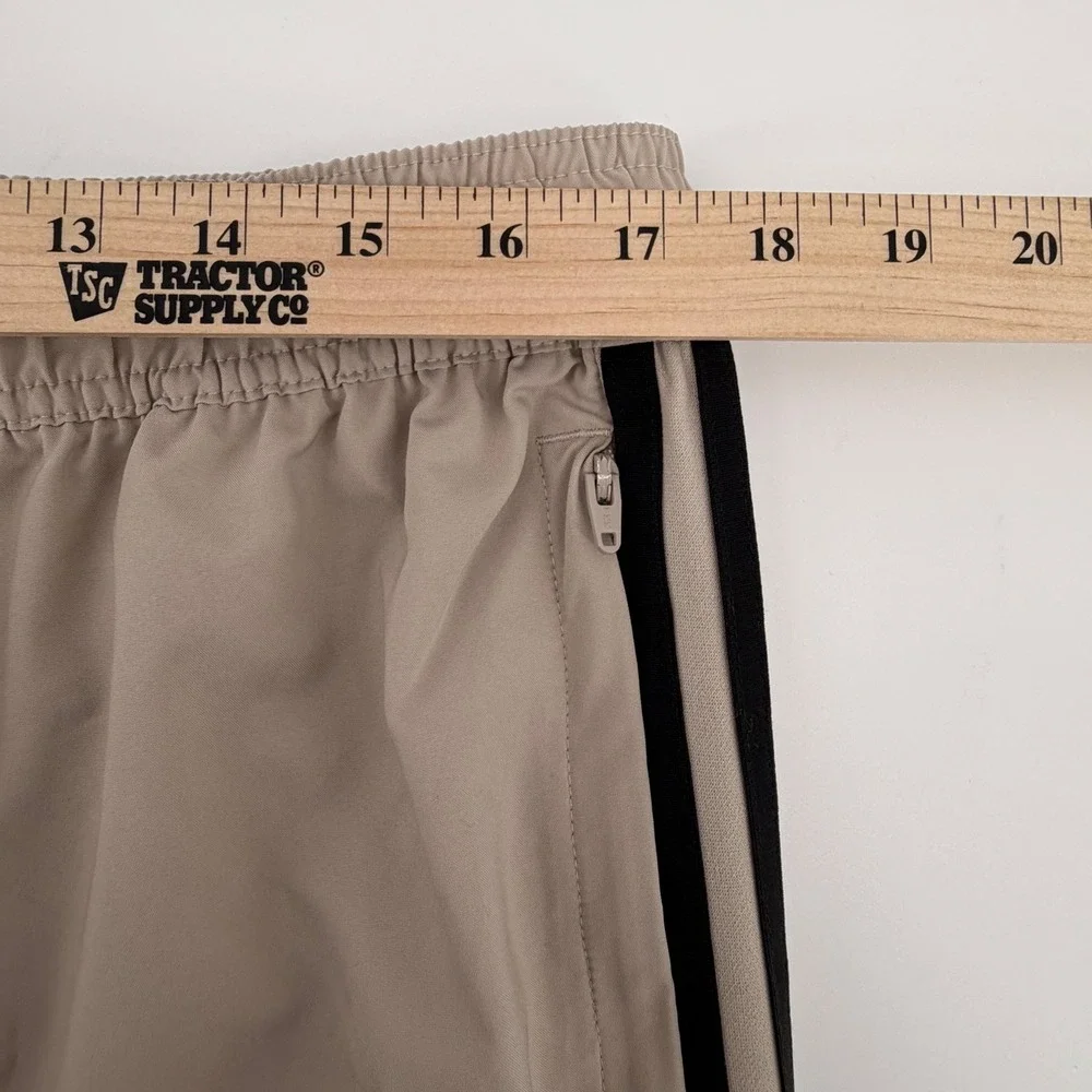 Adidas Aeroready Tan Beige Track Pants Mens XL Black Stripes Ankle Zip Regular